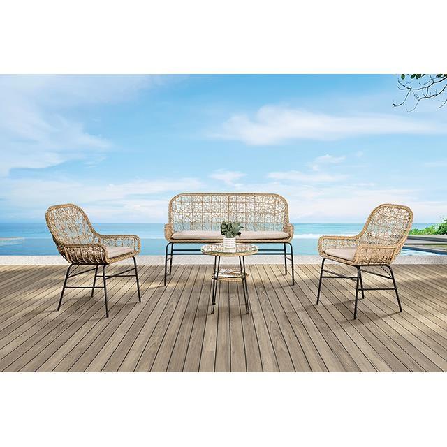 Large Picture of Furniture of America Zalika FM80010NT-T-4PC-BN 4 Pc Conversation Set