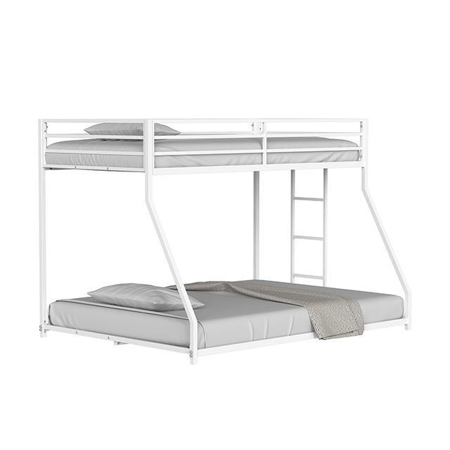 Large Picture of Furniture of America Rothwell FM-BK1200WH-TF Twin/Full Metal Bunk Bed