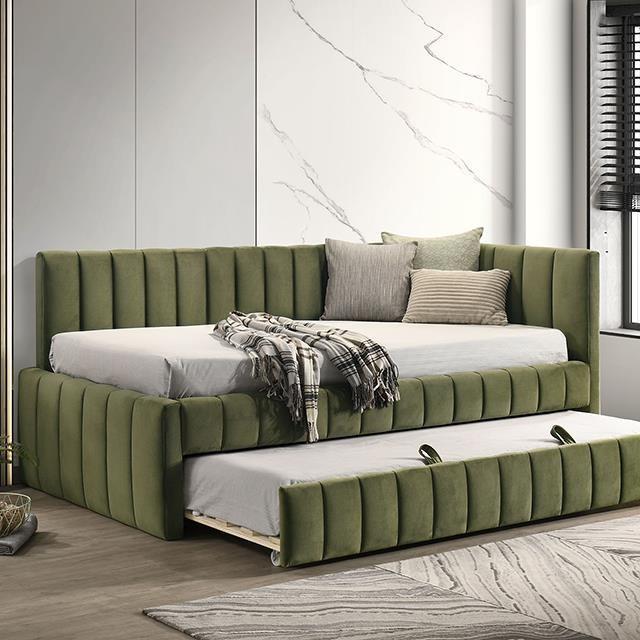 Large Picture of Furniture of America Nardi FM1206GR-BED Twin Daybed with Trundle