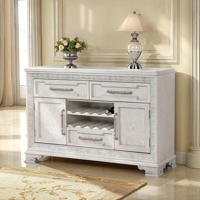 Large Picture of Furniture of America Stella Mia FM31000WH-SV Sideboard