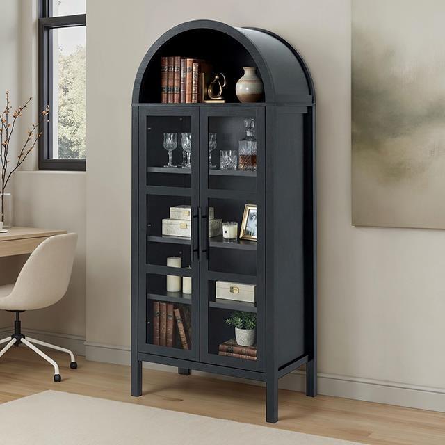 Large Picture of Furniture of America Gateshead SL-AC8001BK-3A Arched Cabinet