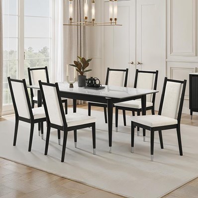 Furniture of America Maidstone FM32001BK-T-7PC 7 Pc Dining Table Set