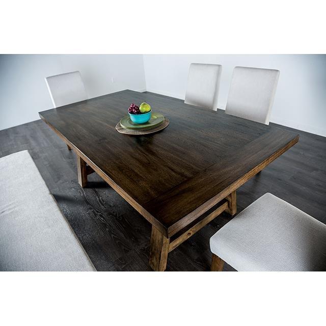 Large Picture of Furniture of America Losone FM3422BR-T-6PC-BN 6 Pc Dining Table Set with Bench