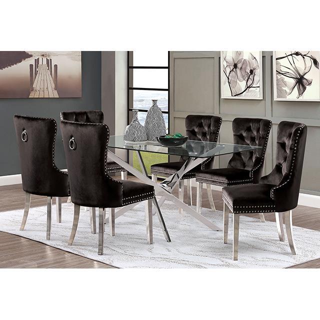 Furniture of America Silveria FM37001SV-T-7PC 7 Pc Dining Table Set