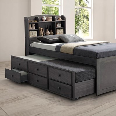 Furniture of America Troutdale FM7106GY-T-BED Captain Bed