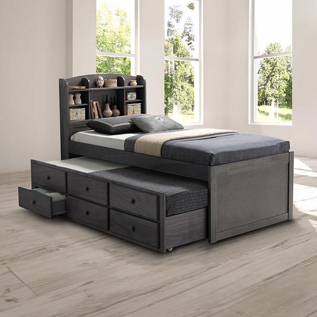 Large Picture of Furniture of America Troutdale FM7106GY-T-BED Captain Bed