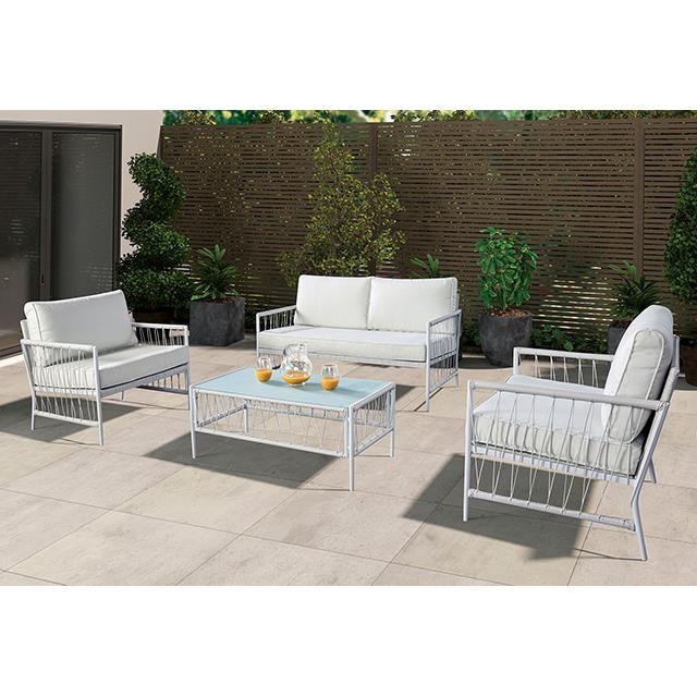 Large Picture of Furniture of America Shomari LA-A025WH-4PK 5 Pc Wicker Sofa Set