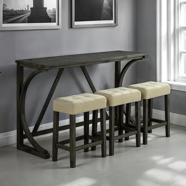 Large Picture of Furniture of America Ptolema SL3403DG-PT-4PK 4 Pc Dining Table Set