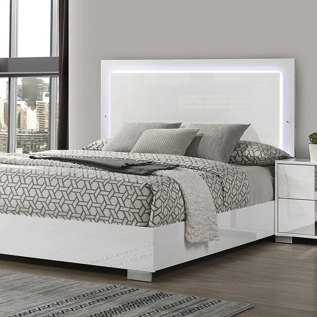 Large Picture of Furniture of America Sinistra FM7211WH-Q-BED Queen Bed