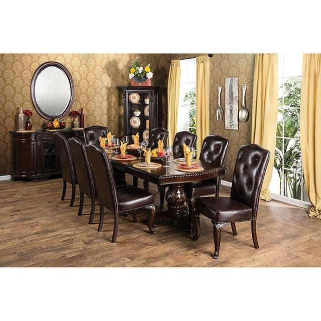 Large Picture of Furniture of America Bellagio CM3319T-9PC-LEATHER 9 Pc Dining Table Set
