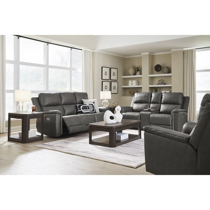 Large Picture of Signature Design by Ashley Bleckley PCU1200018C Power Reclining Loveseat with Console and Adjustable Headrest