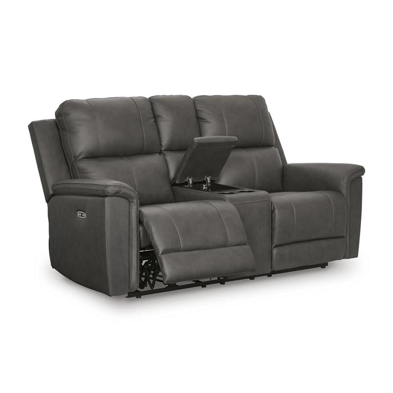Large Picture of Signature Design by Ashley Bleckley PCU1200018C Power Reclining Loveseat with Console and Adjustable Headrest