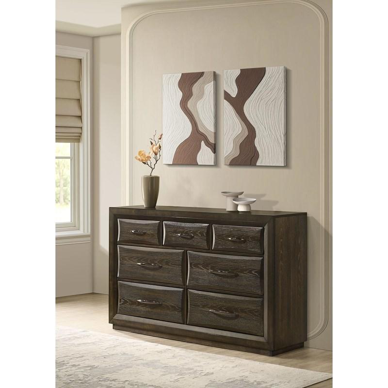 Large Picture of Coaster Furniture Atlas 215973 7-drawer Bedroom Dresser Cabinet - Dark Oak