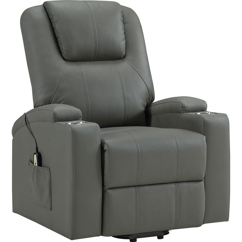 Coaster Furniture Armstrong 609478P Upholstered Power Lift Massage Recliner - Grey