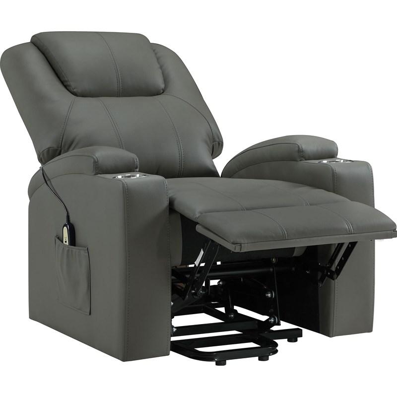 Large Picture of Coaster Furniture Armstrong 609478P Upholstered Power Lift Massage Recliner - Grey