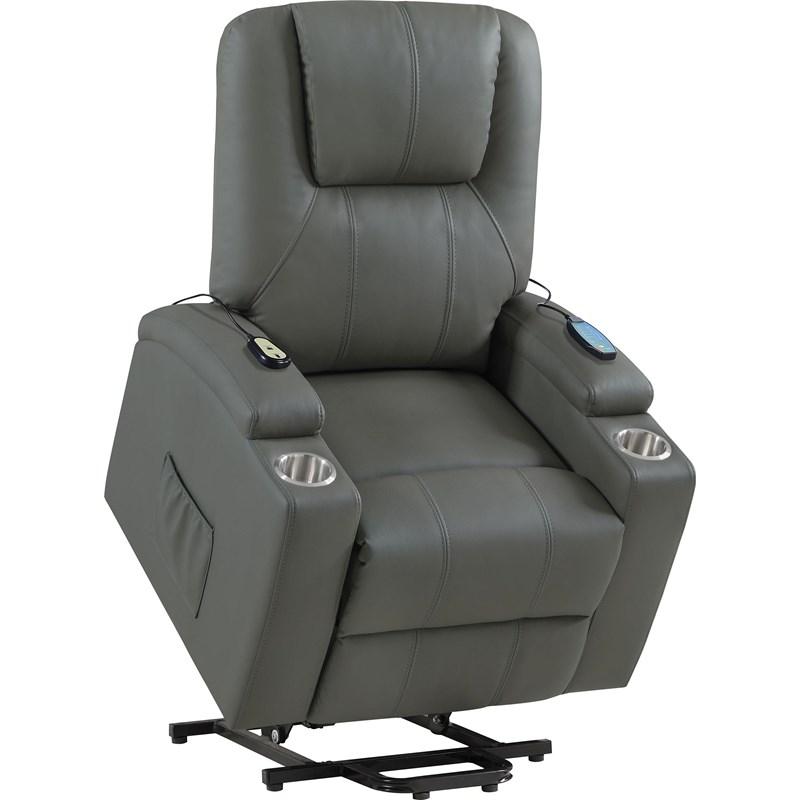 Large Picture of Coaster Furniture Armstrong 609478P Upholstered Power Lift Massage Recliner - Grey