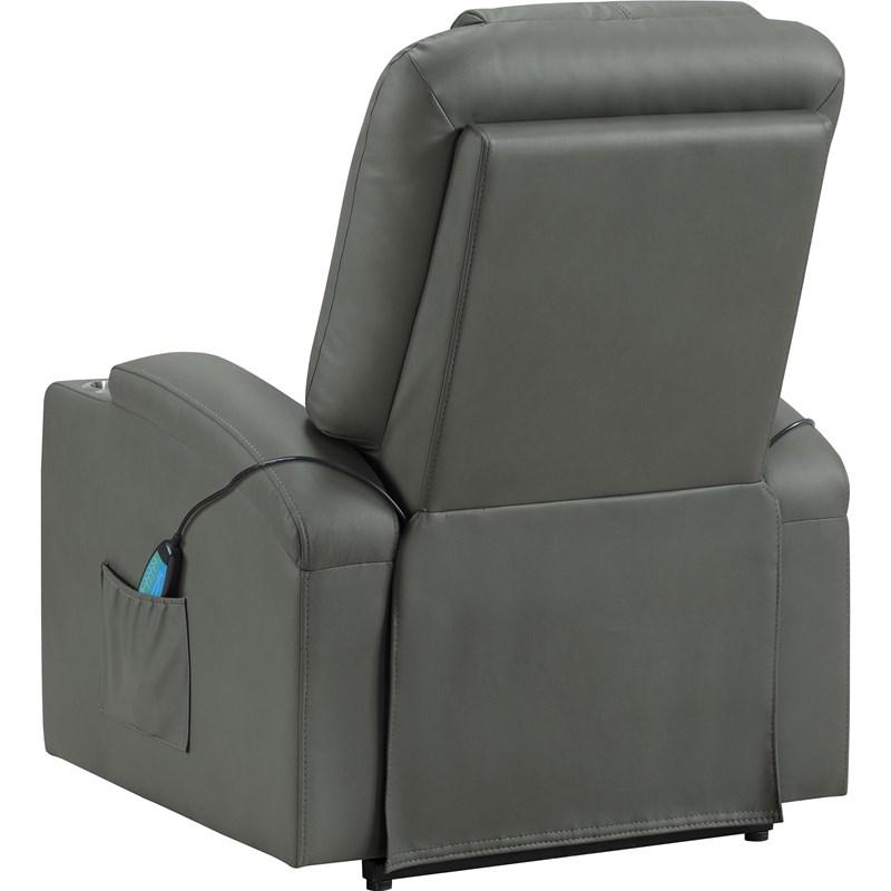 Large Picture of Coaster Furniture Armstrong 609478P Upholstered Power Lift Massage Recliner - Grey