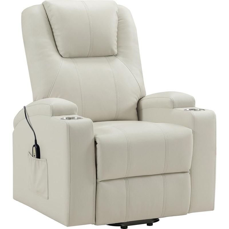 Coaster Furniture Armstrong 609477P Upholstered Power Lift Massage Recliner - Ivory