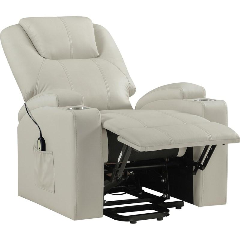 Large Picture of Coaster Furniture Armstrong 609477P Upholstered Power Lift Massage Recliner - Ivory