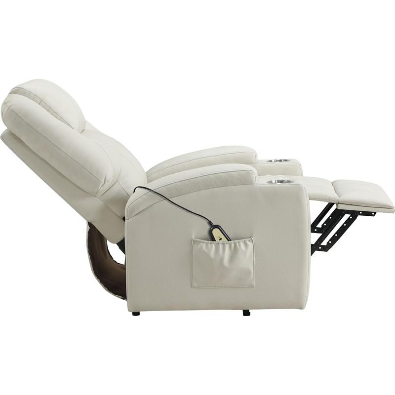 Large Picture of Coaster Furniture Armstrong 609477P Upholstered Power Lift Massage Recliner - Ivory