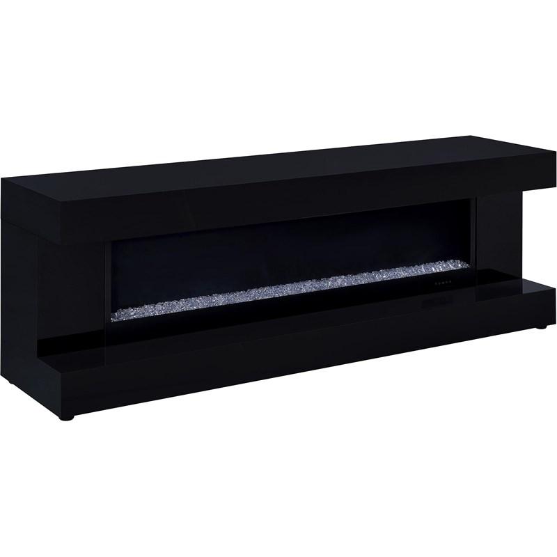 Coaster Furniture Mallory 701803 TV Stand Fireplace Console Bluetooth Speaker - Black High Gloss