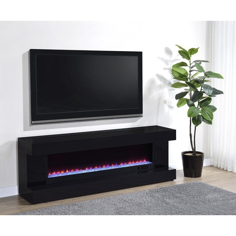 Large Picture of Coaster Furniture Mallory 701803 TV Stand Fireplace Console Bluetooth Speaker - Black High Gloss