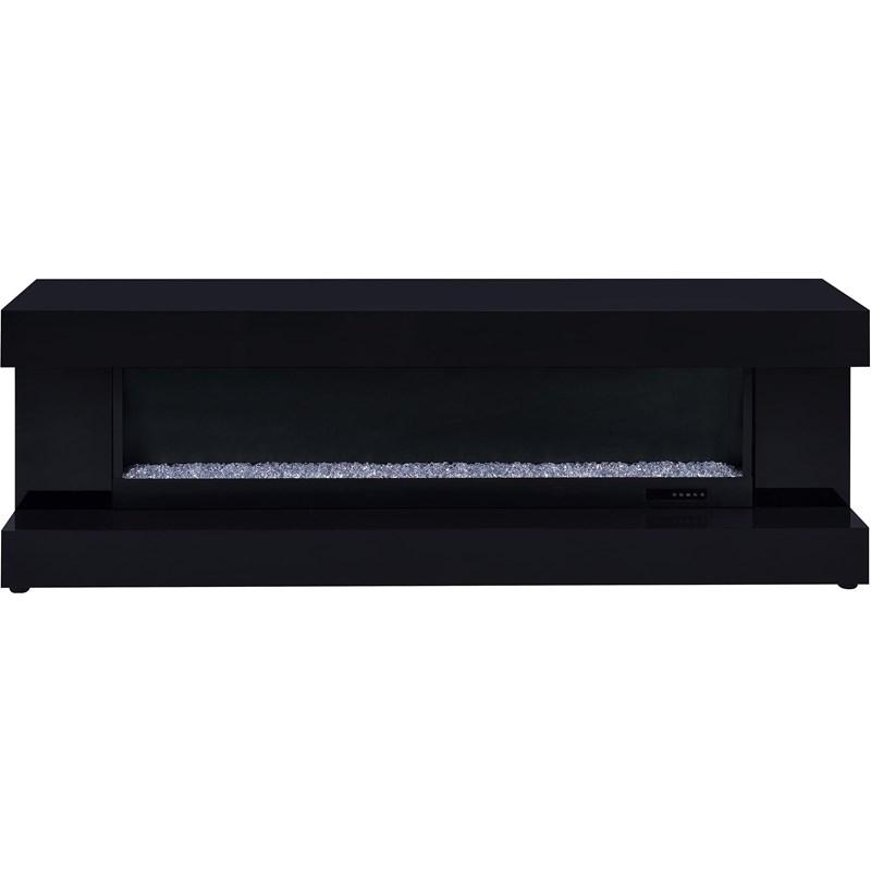 Large Picture of Coaster Furniture Mallory 701803 TV Stand Fireplace Console Bluetooth Speaker - Black High Gloss