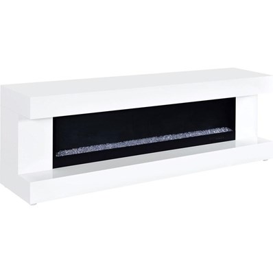 Coaster Furniture Mallory 701813 TV Stand Fireplace Console Bluetooth Speaker - White High Gloss