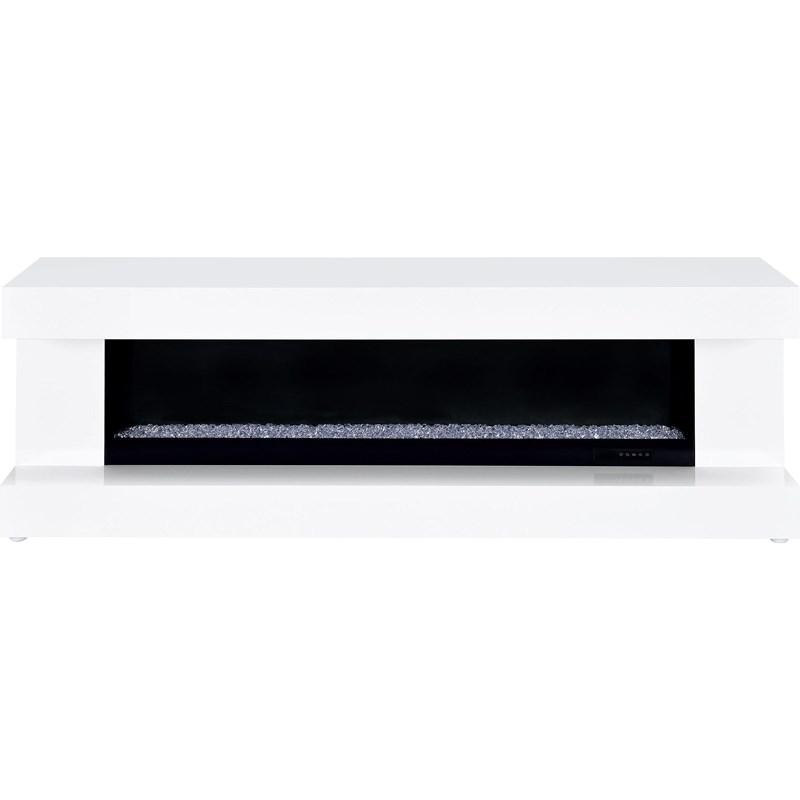 Large Picture of Coaster Furniture Mallory 701813 TV Stand Fireplace Console Bluetooth Speaker - White High Gloss