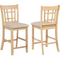 Coaster Furniture Lavon 106629 Set of 2 Wood Counter Height Dining Chair - Linen/Light Oak (Dining Seating - Chairs)