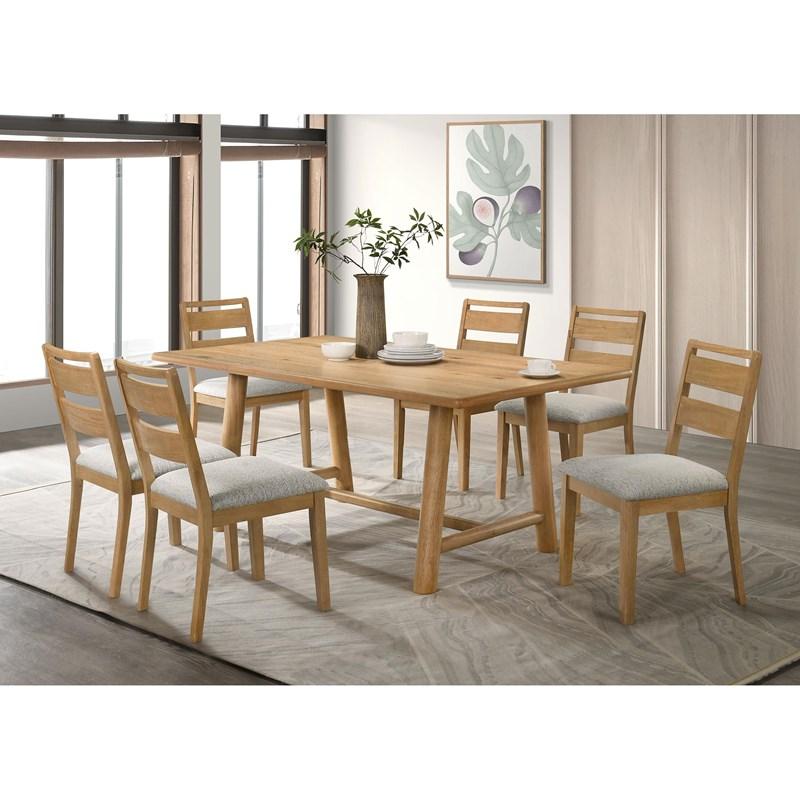 Large Picture of Coaster Furniture Duncan 193651 71-inch Rectangular Wood Dining Room Table - Washed Oak