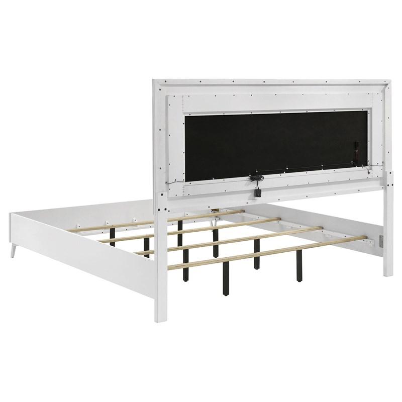 Large Picture of Coaster Furniture Cassia 215791KE Eastern King LED Panel Bed - White High Gloss