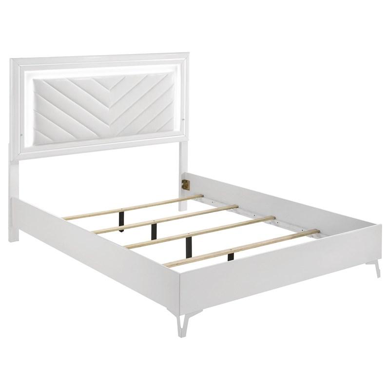 Coaster Furniture Cassia 215791Q Queen LED Panel Bed - White High Gloss