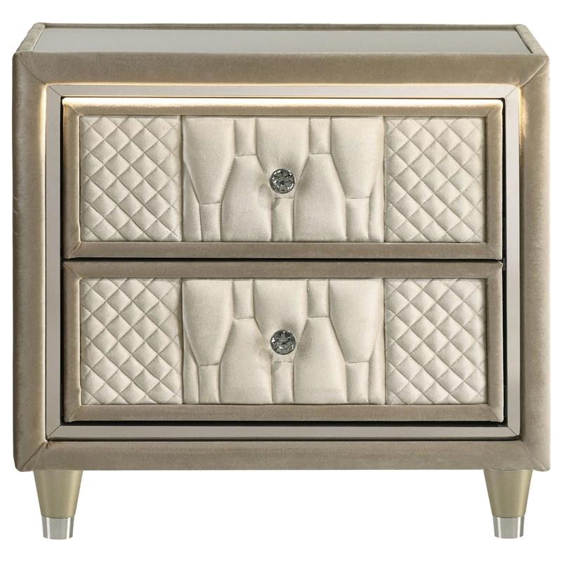 Large Picture of Coaster Furniture Lorient 222662 2-drawer LED Nightstand with USB - Ivory/Camel