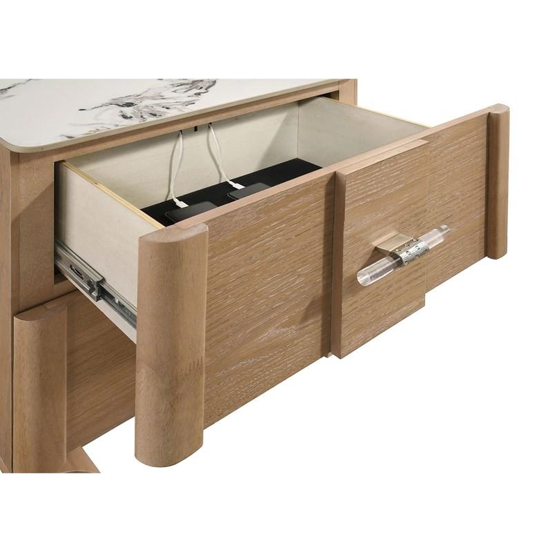 Large Picture of Coaster Furniture Leanne 223132 2-drawer Sinter Stone Top Nightstand - Light Oak