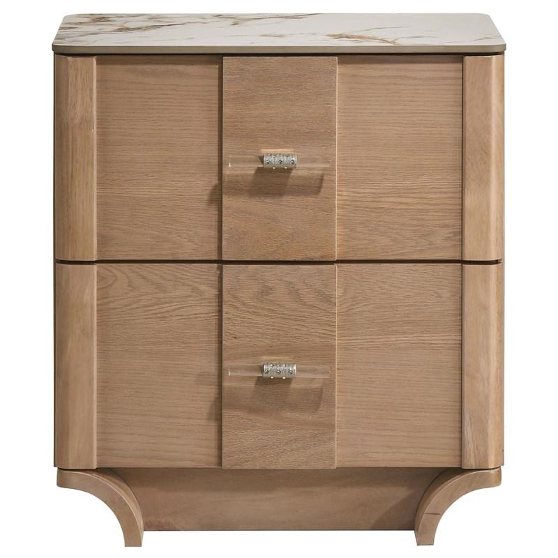 Large Picture of Coaster Furniture Leanne 223132 2-drawer Sinter Stone Top Nightstand - Light Oak