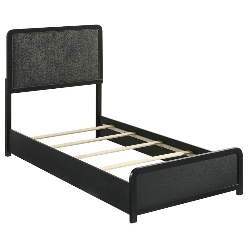 Large Picture of Coaster Furniture Cavelle 223661T 51-inch Upholstered Twin Panel Bed - Black