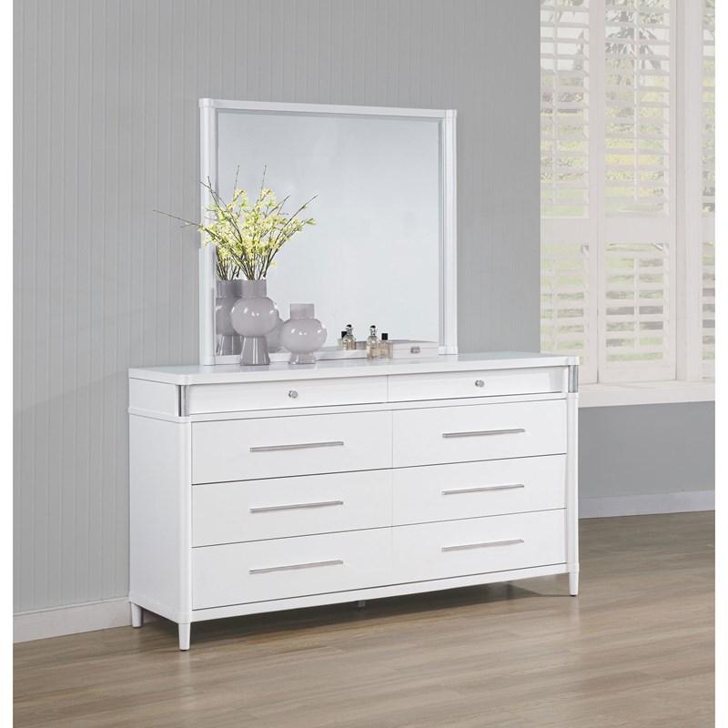 Large Picture of Coaster Furniture Gracemont 225073M 8-drawer Bedroom Dresser with Mirror - White