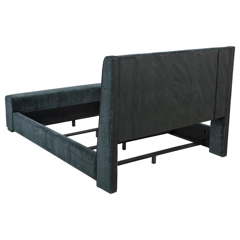 Large Picture of Coaster Furniture Preston 305821Q Upholstered Queen Audio Flame Visualizer Bed - Dark Blue