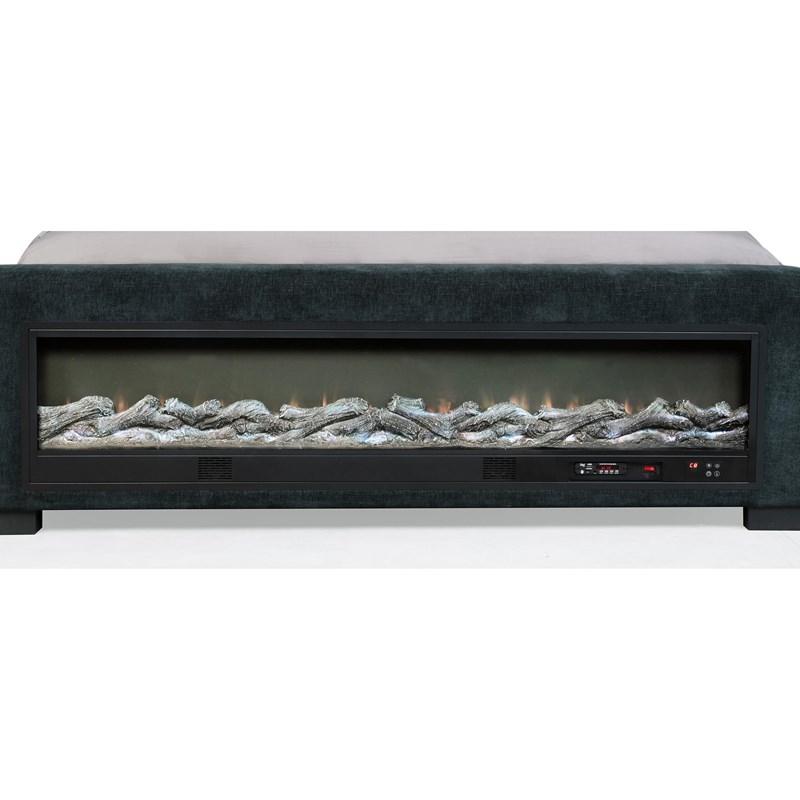 Large Picture of Coaster Furniture Preston 305821Q Upholstered Queen Audio Flame Visualizer Bed - Dark Blue