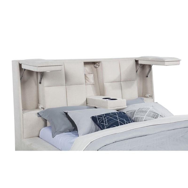 Large Picture of Coaster Furniture Dreux 315948CRMQ Upholstered Queen Panel Platform Bed - Cream