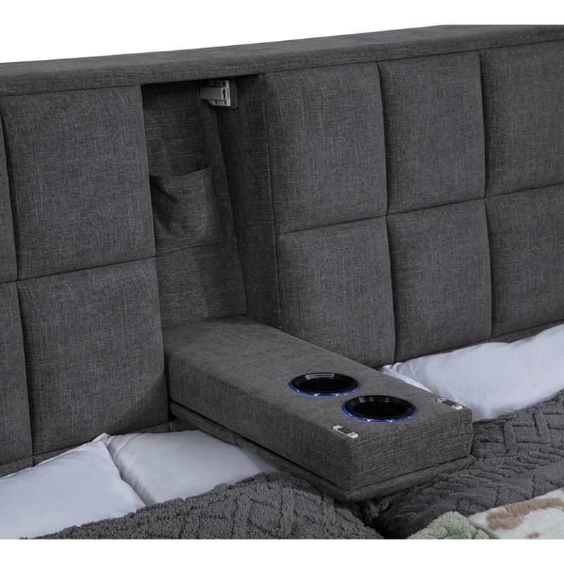 Large Picture of Coaster Furniture Dreux 315948GRYKE Upholstered Eastern King Panel Platform Bed - Grey