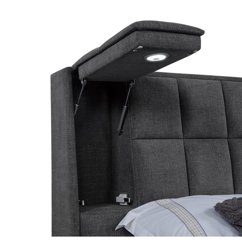 Large Picture of Coaster Furniture Dreux 315948GRYKE Upholstered Eastern King Panel Platform Bed - Grey