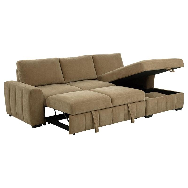 Large Picture of Coaster Furniture Pastrana 500348 Upholstered Sleeper Sectional Sofa RAF Chaise - Camel