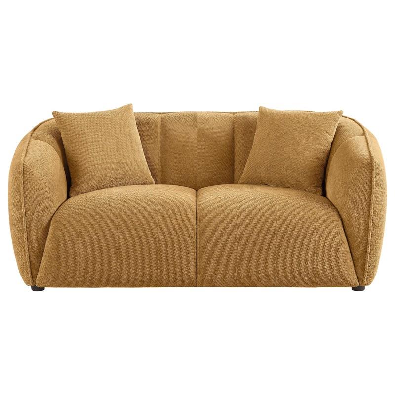 Large Picture of Coaster Furniture Aleisha 503062 Fabric Upholstered Loveseat - Mustard Yellow