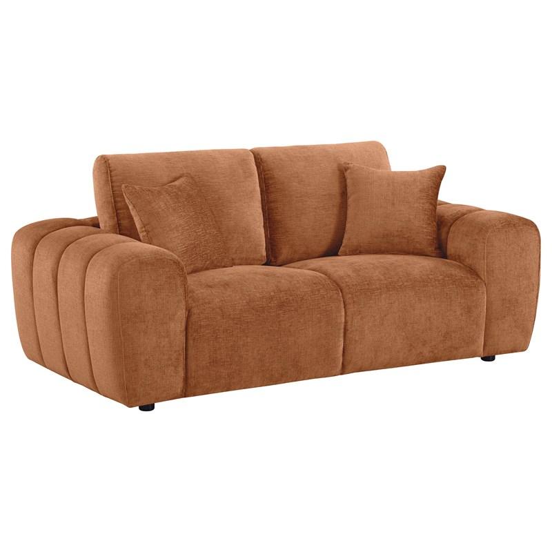 Large Picture of Coaster Furniture Burnett 504952 Chenille Upholstered Wide Arm Loveseat - Burnt Orange