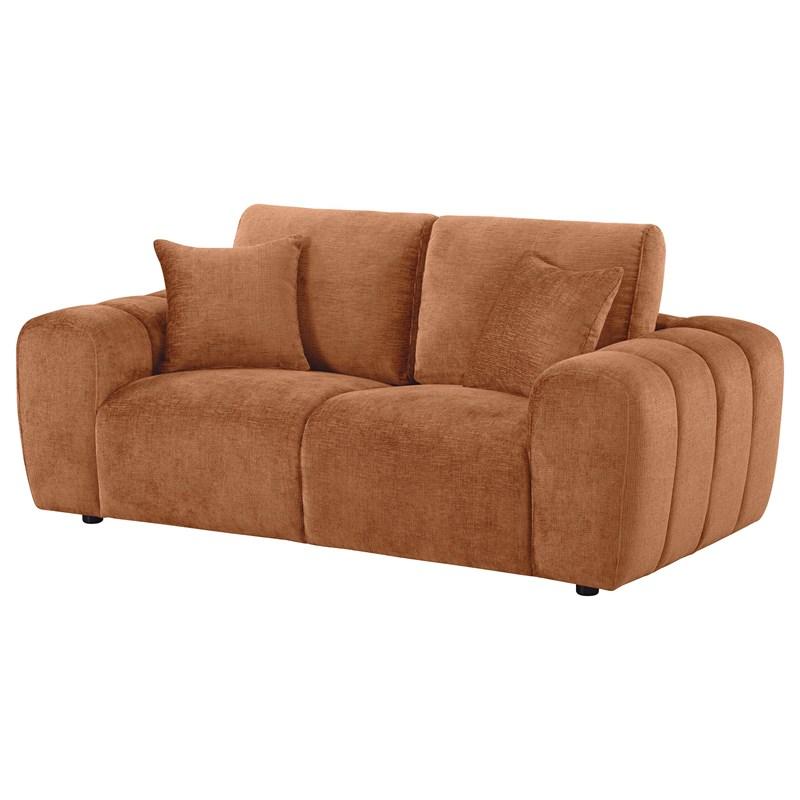 Large Picture of Coaster Furniture Burnett 504952 Chenille Upholstered Wide Arm Loveseat - Burnt Orange