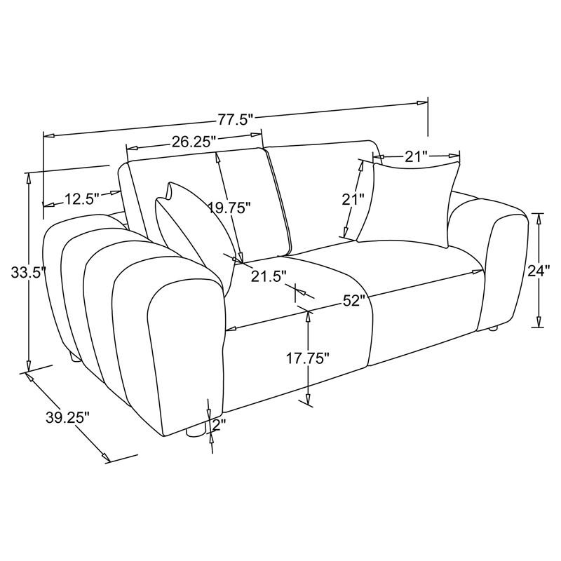 Large Picture of Coaster Furniture Burnett 504952 Chenille Upholstered Wide Arm Loveseat - Burnt Orange