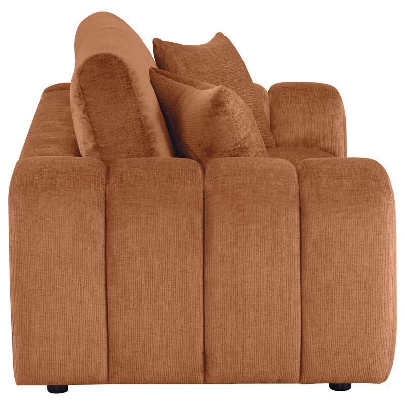 Large Picture of Coaster Furniture Burnett 504952 Chenille Upholstered Wide Arm Loveseat - Burnt Orange