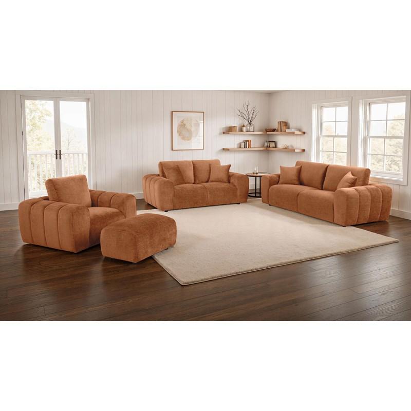 Large Picture of Coaster Furniture Burnett 504952 Chenille Upholstered Wide Arm Loveseat - Burnt Orange